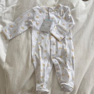 Kissy Kissy White Footed One-Piece with Yellow Duck Print